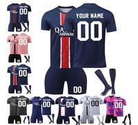 Personalised Football Shirts Shorts Socks for Kids/Adults, Boys Football Training Shirts with Name Number, Custom Soccer Jersey Fans Gifts (K)