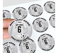 Personalised Football Stickers, Jersey Design 45mm, with Any Text, Name and Number for Decorating Party Bags, Sweet Cones, Cake Boxes, Beer Bottles (Fulham Colours, 24 Pack)