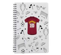 Personalised Football T-shirt theme Gift, Back to school Gift For Sports Player, A5 Notebook, Personal Diary, Blank Diary.