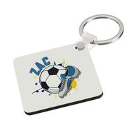 Personalised footballer Keyring Gift, Best Football Player Gift, Football Game Gift, MDF and Rectangle A5 Key Ring, Keychain. (MDF Square)