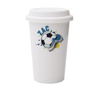 Personalised Footballer Mug Gift, Best Football Player Gift, Football Game Gift, Wall Eco Insulated White Ceramic Travel Mug, with White Lid.