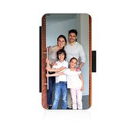 Personalised For Apple iPhone 13 phone case wallet flip case photo on the front cover card slots magnetic catch gift Black