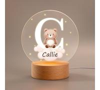 Personalised Forest Animals LED Night Light Star Cloud with Wooden Base