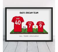 Personalised Forest Dream Team Shirt Art | All Teams Available | Framed or Prints | Nottingham Gift for Dad, Grandad, Man, Uncle, Family | Unique Football Footy Fan Wall Keepsake Sports
