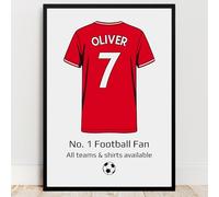 Personalised Forest Shirt Print | All Teams Available | Framed or Prints | Nottingham Gift for Boy, Son, Brother, Dad or Grandad | Unique Footy Football Wall Art Keepsake Sports Fan
