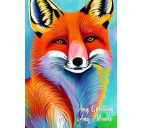 Personalised Fox Animal Colourful Abstract Art Greeting Card (Birthday, Mothers Day, Fathers Day, Christmas, Blank) 8 - Custom Card for Him Her Male Female Family Kids