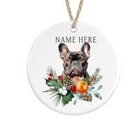 Personalised French Bulldog Ceramic, Christmas Tree Bauble Decoration