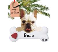 Personalised French Bulldog Dog Bone Ornament 2025 - Fast & Free 24h Customisation - Pet Christmas Ornaments for Tree - Custom Gift Wrapped Xmas Keepsake for Dog-Lovers