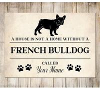 PERSONALISED FRENCH BULLDOG Sign Pet Name Dog Homemade Decor Metal Plaque