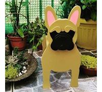 personalised French Bulldog Yellow Gifts Dog Planter, Dog Shape PVC Wooden Rectangular Plant Flower Pots, Animal Pots Outdoor Indoor Garden Planters for Succulent, Flower