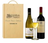 Personalised French Classic Red & White Wine Gift Set Collection - Goulaine Sauvignon Blanc & Château Mondain Bordeaux (2 x 75cl) | Premium French Wine Duo in Double Wooden Gift Box