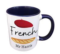Personalised French Foreign Language Mug - French Mug - Personalised French Teacher Mug - French Student Mug - French Teacher Gift (Navy)