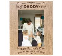 Personalised French Oak Picture Frame - Best Daddy Ever - Ideal Fathers Day Gift for Dad, Grandad, Grandpa, Grandfather - Custom Birthday Presents for Men, Uncle, or Daddy (Brown, 6"x4")