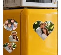 Personalised Fridge Magnet,Photo Magnets Add Your Photo,Clear Acrylic with a Magnetic Backing - Heart Shape