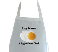 PERSONALISED FRIED EGG EGGCELLENT CHEF PRINT POLYESTER KITCHEN BAKING APRON CRAFT GIFT