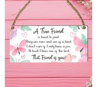 Personalised Friendship Plaque - "A True Friend is Hard to Find" Custom Wall Hanging Gift for Best Friends, Butterfly Design MDF Sign with Heartfelt Message
