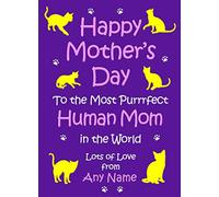 Personalised from The Cat Mothers Day Card (Human Mom, Purple)