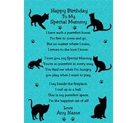 Personalised from The Cat Verse Poem Birthday Card (Turquoise, Special Mummy)