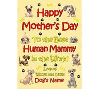 Personalised From The Dog Mothers Day Card (Yellow, Human Mammy)