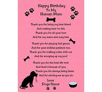 Personalised from The Dog Verse Poem Birthday Card (Pink, Human Mum)