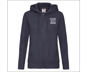 Personalised Fruit of the Loom Premium Lady Fit Zip Embroidered Hooded Jacket