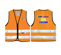 Personalised Full Colour Logo Orange Salzmann 3M Children's Safety Vest - High Visibility 3M Reflective Tape Hi-Vis Heavy Duty Zipper
