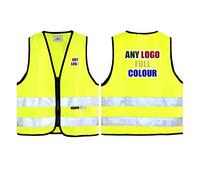 Personalised Full Colour Logo Yellow Salzmann 3M Children's Safety Vest - High Visibility 3M Reflective Tape Hi-Vis Heavy Duty Zipper