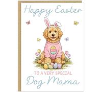 Personalised Fun Dog Breed Happy Easter Cards - Add Own Custom Name on Banner 20 Designs Family Easter Dogs Doggy Lover Gift A5 Greeting Celebration Card (Doodle mix 2)