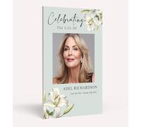 Personalised Funeral Condolence Memorial Sign Board In Loving Memory Celebration of Life Funeral Decorations Remberance Keepsake for Wake (Lillies Design)