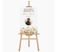 Personalised Funeral Memorial Board with Photo - In Loving Memory Sign for Celebration of Life, UV Printed Foam Board - Wild Meadow- FD52