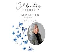 Personalised Funeral Memorial Photo Board A2 - Celebrating the Life Of Sign - Blue Butterfly Tribute - Custom Picture, Name & Dates - Rigid Foam Board - Free A4 Sign - UK Made FD40