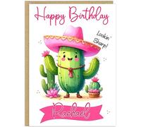 Personalised Funny A5 Cactus Birthday Cards for Him Her - Custom Own Name Prickly Sweet You Pr*ck Pretty Fly Fun Happy Birthday Greetings Cards With Own Messages (Looking Sharp)