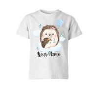 Personalised Funny Animal Graphic Designs Summer 2022 Kids T Shirt Top Personalised Hedgehog Pink Flower White 10 Years