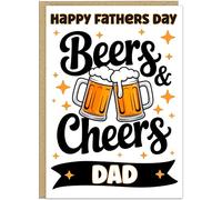 Personalised Funny Beer Fathers Day Card - Happy Father's Day - Custom Name on Banner - Beers & Chill, Cheers Dad, Bad Fun Puns Designs For Him - A5 or A4 Card Sizes (Design 2)