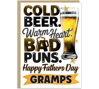 Personalised Funny Beer Fathers Day Card - Happy Father's Day - Custom Name on Banner - Beers & Chill, Cheers Dad, Bad Fun Puns Designs For Him - A5 or A4 Card Sizes (Design 4)