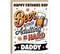 Personalised Funny Beer Fathers Day Card - Happy Father's Day - Custom Name on Banner - Beers & Chill, Cheers Dad, Bad Fun Puns Designs For Him - A5 or A4 Card Sizes (Design 3)