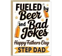 Personalised Funny Beer Fathers Day Card - Happy Father's Day - Custom Name on Banner - Beers & Chill, Cheers Dad, Bad Fun Puns Designs For Him - A5 or A4 Card Sizes (Design 6)
