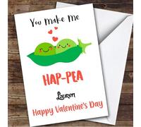 Personalised Funny Cute Hap-Pea Peas in A Pod Happy Valentine's Day Card