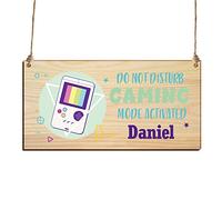 Personalised Funny Gamer Gifts for Boys Custom Gaming Gifts Bedroom Door Sign for Boy Man Cave Novelty Gamer Hanging Sign Accessories for Birthday Plaque Xbox Gift for Brother Son Christmas (Design 4)