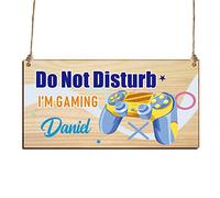 Personalised Funny Gamer Gifts for Boys Custom Gaming Gifts Bedroom Door Sign for Boy Man Cave Novelty Gamer Hanging Sign Accessories for Birthday Plaque Xbox Gift for Brother Son Christmas (Design 1)
