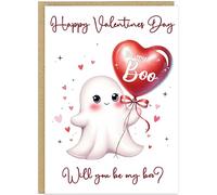 Personalised Funny Ghost Valentines Day Cards for Couples - Custom Name Boo Haunting Soulmate Designs - Cute Spooky Love Greeting Cards for Him Her - A5 Quality Greetings Cards (Will You Be My Boo)