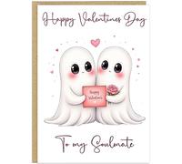 Personalised Funny Ghost Valentines Day Cards for Couples - Custom Name Boo Haunting Soulmate Designs - Cute Spooky Love Greeting Cards for Him Her - A5 Quality Greetings Cards (Soulmate)