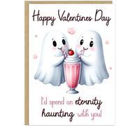 Personalised Funny Ghost Valentines Day Cards for Couples - Custom Name Boo Haunting Soulmate Designs - Cute Spooky Love Greeting Cards for Him Her - A5 Quality Greetings Cards (Haunting With You)
