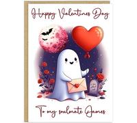 Personalised Funny Ghost Valentines Day Cards for Couples - Custom Name Boo Haunting Soulmate Designs - Cute Spooky Love Greeting Cards for Him Her - A5 Quality Greetings Cards (My Soulmate)