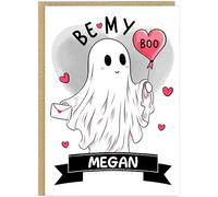 Personalised Funny Ghost Valentines Day Cards for Couples - Custom Name Boo Haunting Soulmate Designs - Cute Spooky Love Greeting Cards for Him Her - A5 Quality Greetings Cards (Be My Boo)