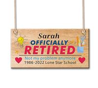 Personalised Funny Retirement Gifts for Women Men Custom Hanging Wooden Plaque Retirement Sign Present Gift for Grandad Birthday Colleague Teacher Goodbye Tension Hello Pension (Design 5)
