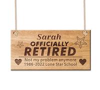 Personalised Funny Retirement Gifts for Women Men Engraved Custom Wooden Sign Hanging Plaque Personalised Gifts for Her Him Grandad Grandma Colleague Teacher Friend Family (Design 3)