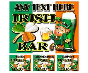 PERSONALISED FUNNY RETRO METAL TIN IRISH BAR PUB SIGN PLAQUE GIFT IDEA (Irish Bar (33), 8" x 6")