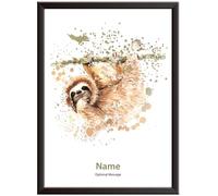 Personalised Funny Sloth Print. Fun anniversary, thank you, birthday gift | for boys/girls with watercolour style Sloth. Wall art for him or her - Unframed Picture - D1