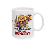 Personalised Funny Weight Loss Jab Mug, White, Glossy Finish, 11oz Ceramic, Cylindrical, Adult, I Paid Good Money Not to Be Hungry Design, Cup, Her, She, Woman